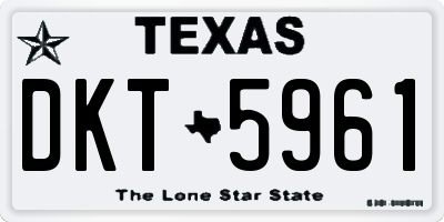 TX license plate DKT5961