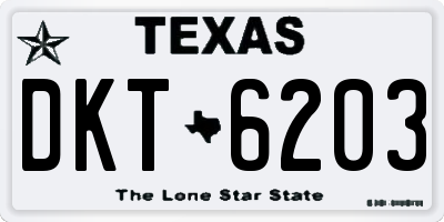 TX license plate DKT6203