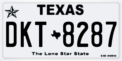 TX license plate DKT8287