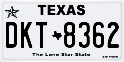 TX license plate DKT8362