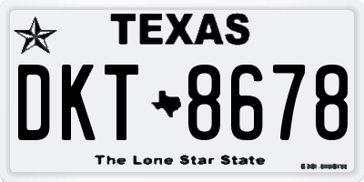 TX license plate DKT8678
