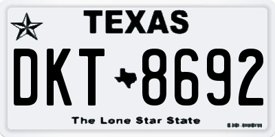 TX license plate DKT8692