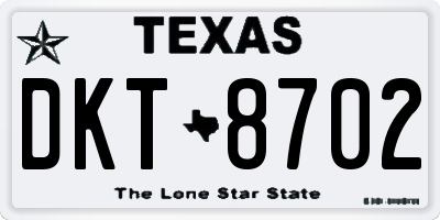 TX license plate DKT8702