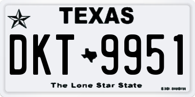 TX license plate DKT9951