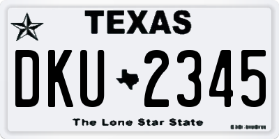 TX license plate DKU2345