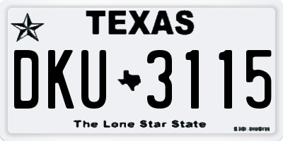 TX license plate DKU3115
