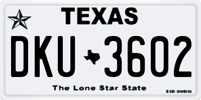 TX license plate DKU3602
