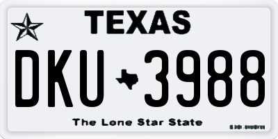 TX license plate DKU3988