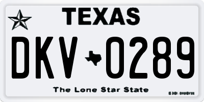 TX license plate DKV0289