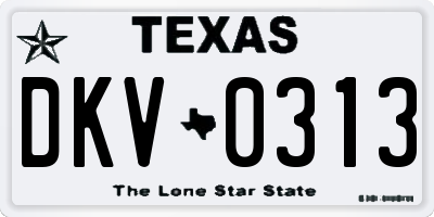 TX license plate DKV0313