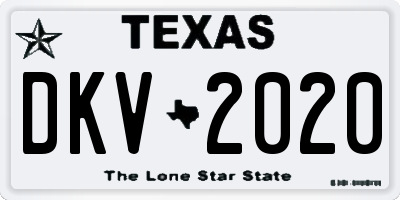 TX license plate DKV2020