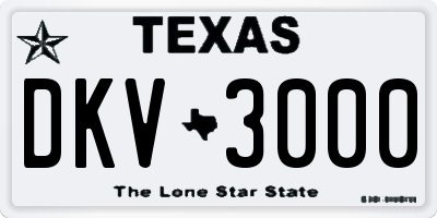 TX license plate DKV3000