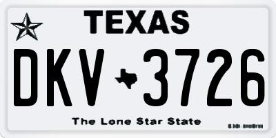 TX license plate DKV3726