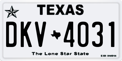 TX license plate DKV4031