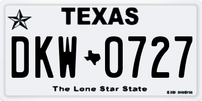TX license plate DKW0727