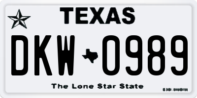 TX license plate DKW0989