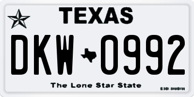 TX license plate DKW0992