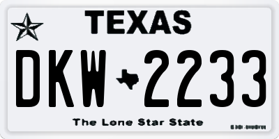 TX license plate DKW2233