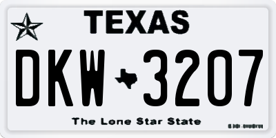 TX license plate DKW3207