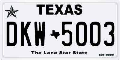 TX license plate DKW5003