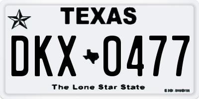 TX license plate DKX0477