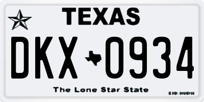TX license plate DKX0934