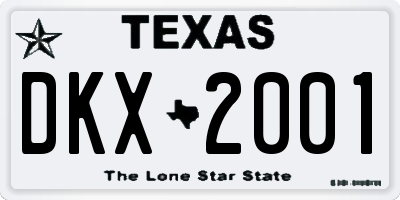 TX license plate DKX2001