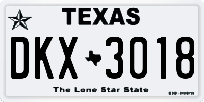 TX license plate DKX3018