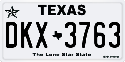 TX license plate DKX3763