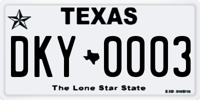 TX license plate DKY0003