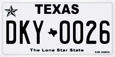 TX license plate DKY0026