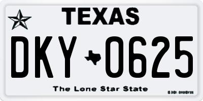 TX license plate DKY0625