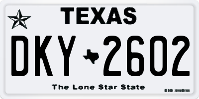 TX license plate DKY2602