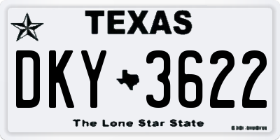 TX license plate DKY3622