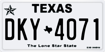 TX license plate DKY4071