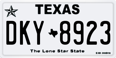 TX license plate DKY8923