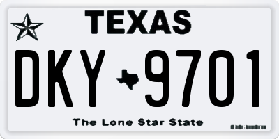 TX license plate DKY9701