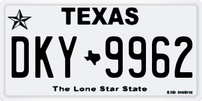 TX license plate DKY9962