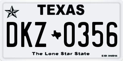 TX license plate DKZ0356