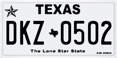 TX license plate DKZ0502
