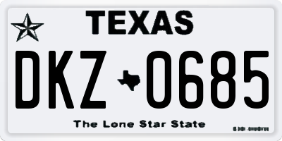 TX license plate DKZ0685