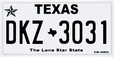 TX license plate DKZ3031