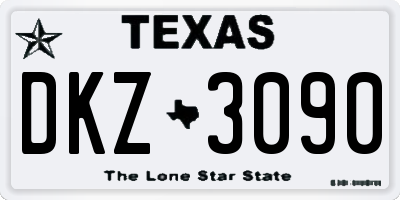 TX license plate DKZ3090