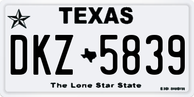 TX license plate DKZ5839