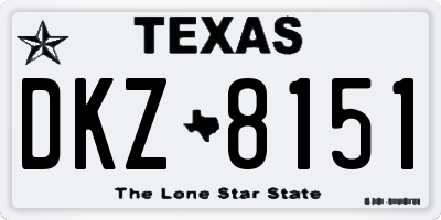 TX license plate DKZ8151