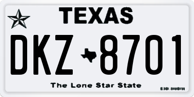 TX license plate DKZ8701