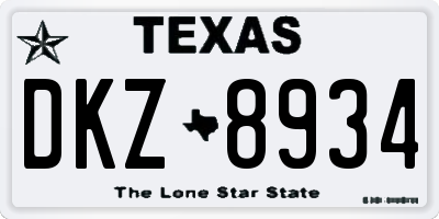 TX license plate DKZ8934