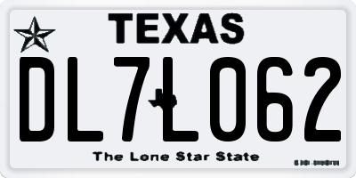 TX license plate DL7L062