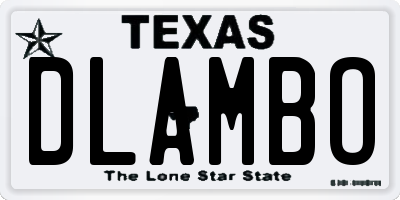 TX license plate DLAMBO