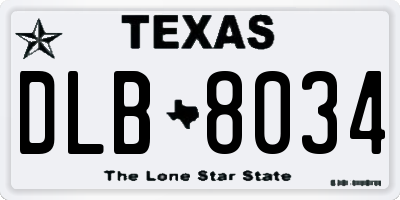 TX license plate DLB8034